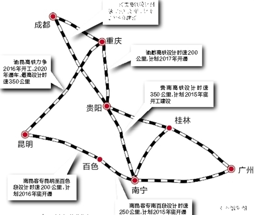 明年底全线开通,南宁动车可开到昆明,待渝昆高铁建成后,南宁