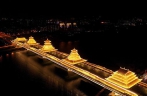 Night view of Fenghuangling Bridge in Guangxi