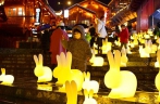 Decorations featuring image of rabbit add festive atmosphere to upcoming Chinese Lunar New Year